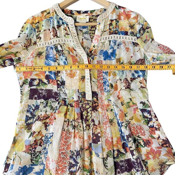 Maeve Anthropologie Pintuck Abella Top Womens 0 Fall Floral Multicolor Fairy - Picture 10 of 11